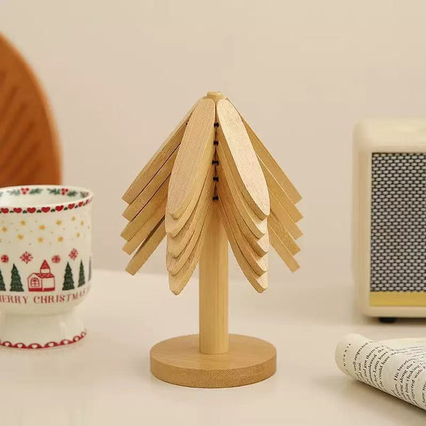Bamboo Heat-Resistant Coaster Set with Tree Design